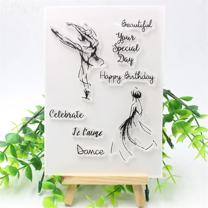KSCRAFT Dancing Girl Transparent Clear Silicone Stamp/Seal for DIY scrapbooking/photo album Decorative clear stamp 307 | Дом и сад