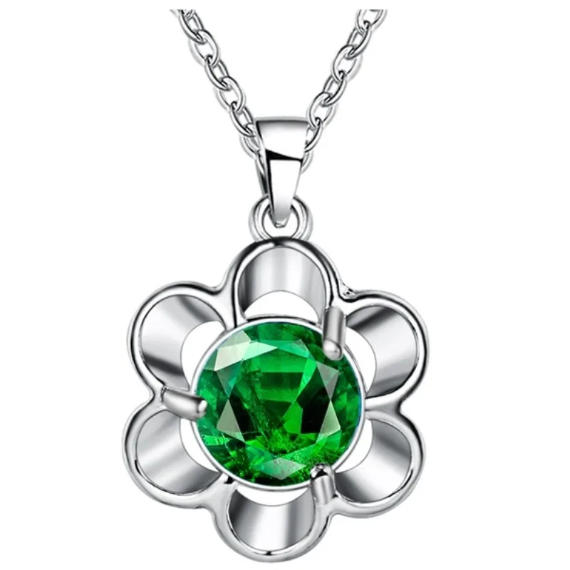 Подвеска с зеленым кристаллом в виде цветка модная Роскошная подвеска из 2016