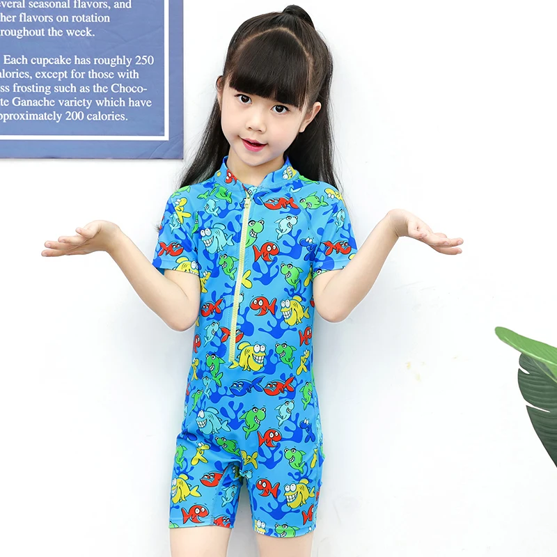 Sbart/купальный костюм с короткими рукавами для мальчиков и девочек цельный