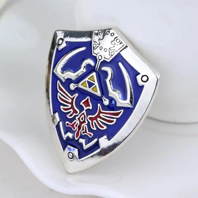 Popular Game The Legend of Zelda Brooch Eagle Triforce Shield Badge High Quality Blue Enamel Metal Pins And Brooches For Women