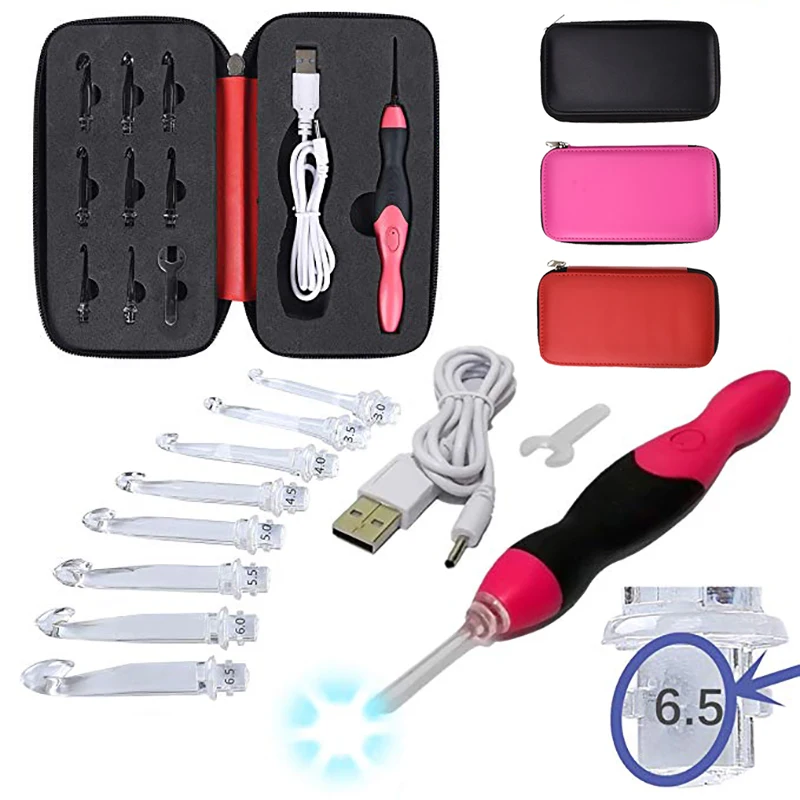 Светодиодный набор вязания крючком 9 шт. сменные головки (от 2 5 мм до 6 мм)