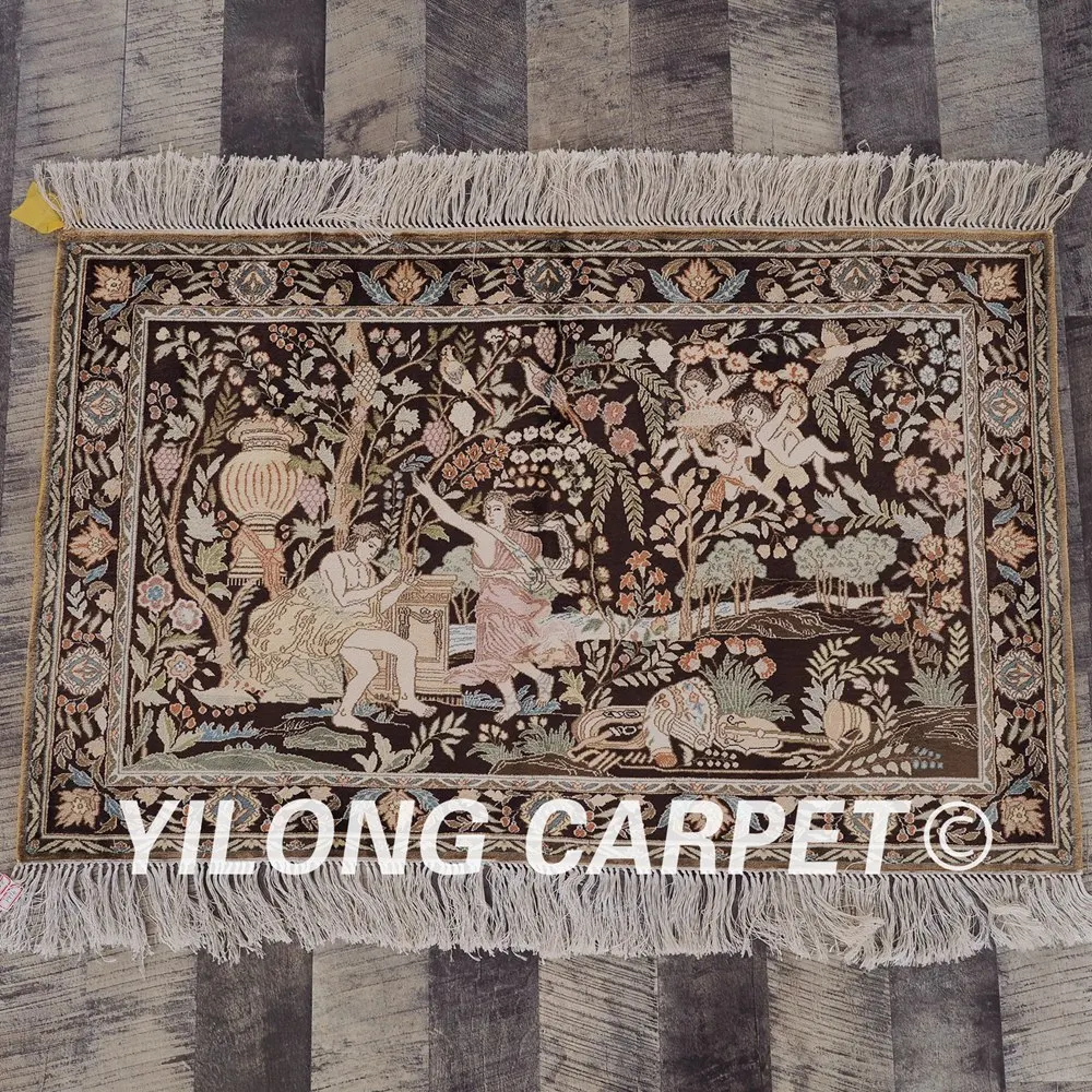 Yilong 2 'x 3' 400 линия персидский шелковый ковер классический Адам и ЭВА в саду