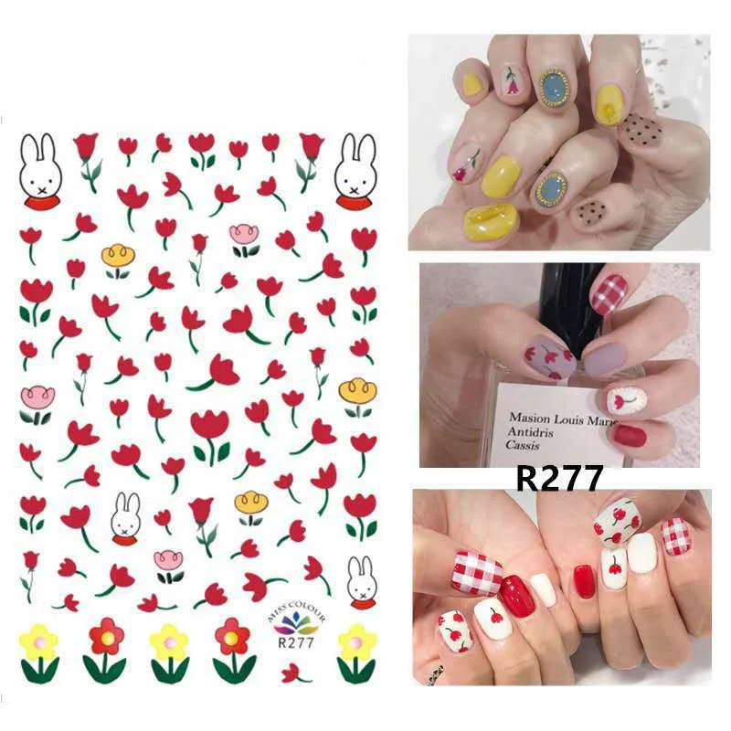 11 Sheets Nail Art Stickers 3D Summer Stickers Flower Fruit Plant Cartoon Dog Nail Decals for Women Kids Manicure DIY Nail Salon