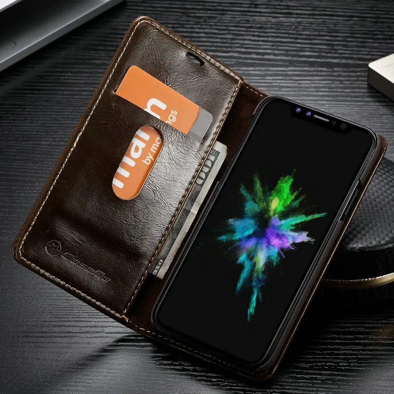 GOUJYW для iPhone 5 5S SE 6 Plus 7 8 X Кожаный чехол кошелек Гладкий роскошный Магнитный