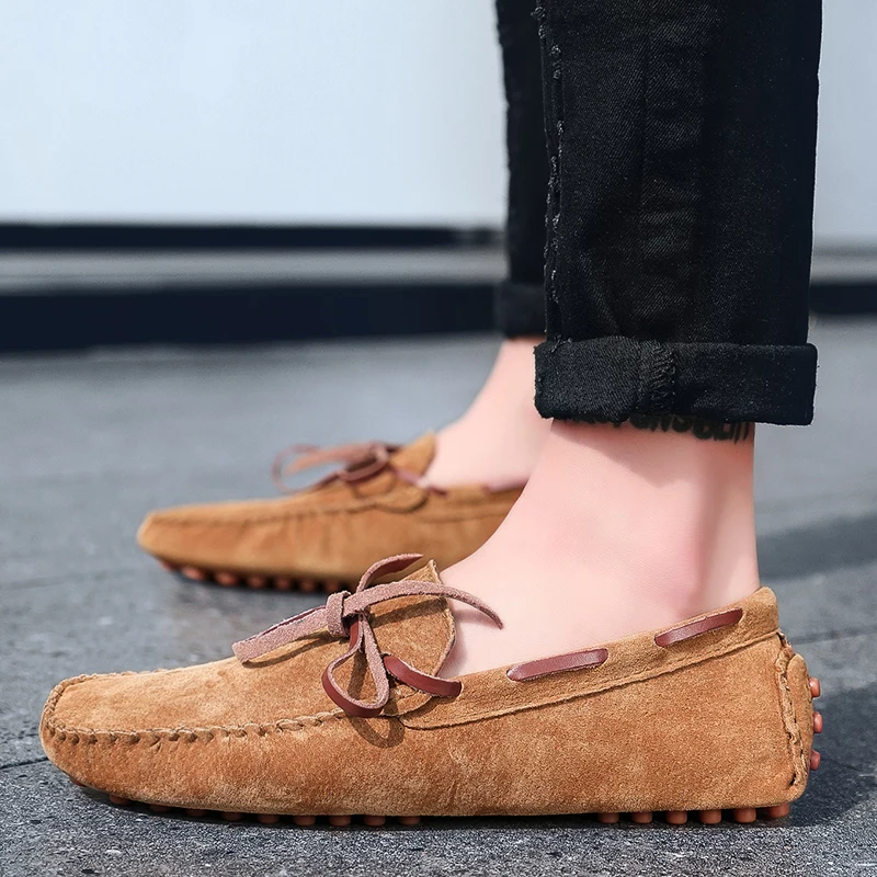 Leather Men Casual Shoes outdoor Breathable Soft Driving Men's Handmade Chaussure Homme Fashion Flat Loafers shoes L5 | Обувь