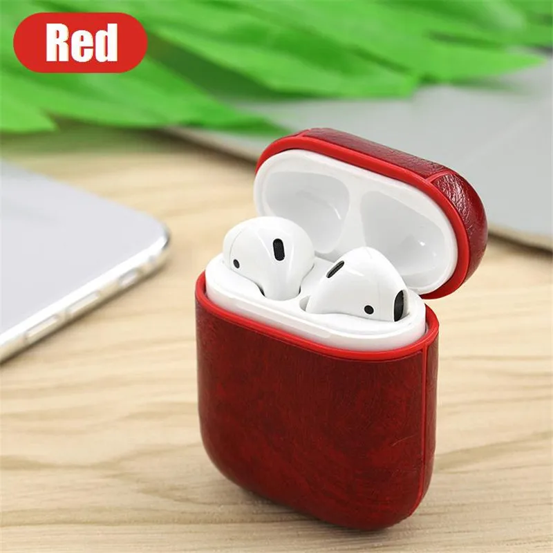 Red VETOMEET роскошный кожаный Bluetooth беспроводной чехол с пряжкой для наушников для Apple Airpods с кнопками для наушников Ультратонкий чехол - Цвет: Red