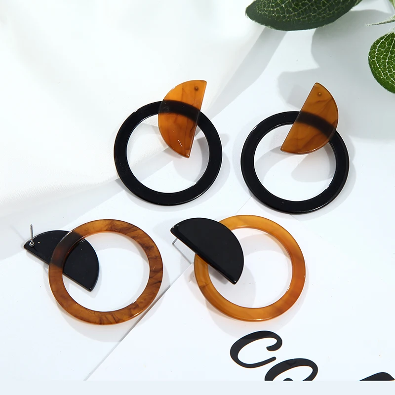 Новые темно-зеленые геометрические круглые акриловые массивные длинные висячие