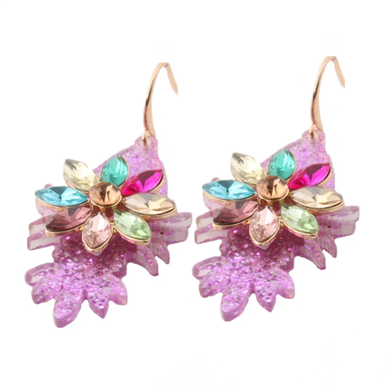 NeeFu WoFu 2020 Висячие серьги большие из смолы большой стеклянный Brinco цветок уха Oorbellen