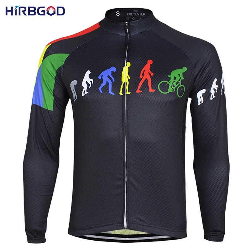 Мужская велосипедная одежда HIRBGOD Evolution черная майка с длинным рукавом для езды на