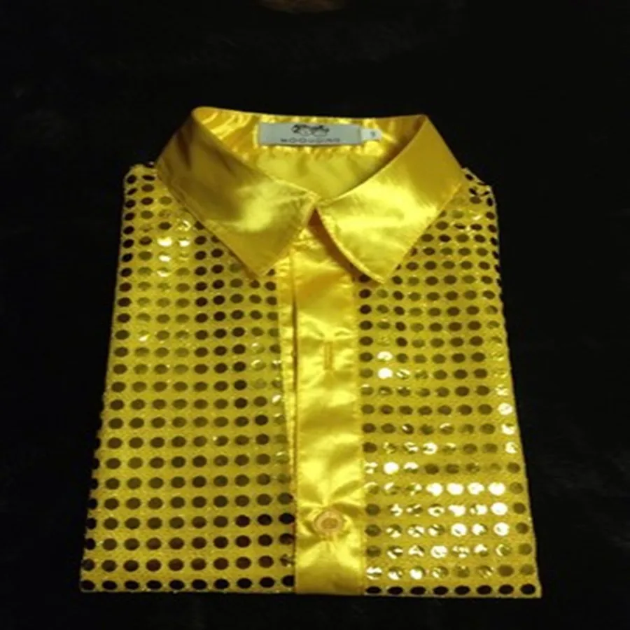 Детская рубашка для шоу со сверкающими блестками сценические костюмы мужская