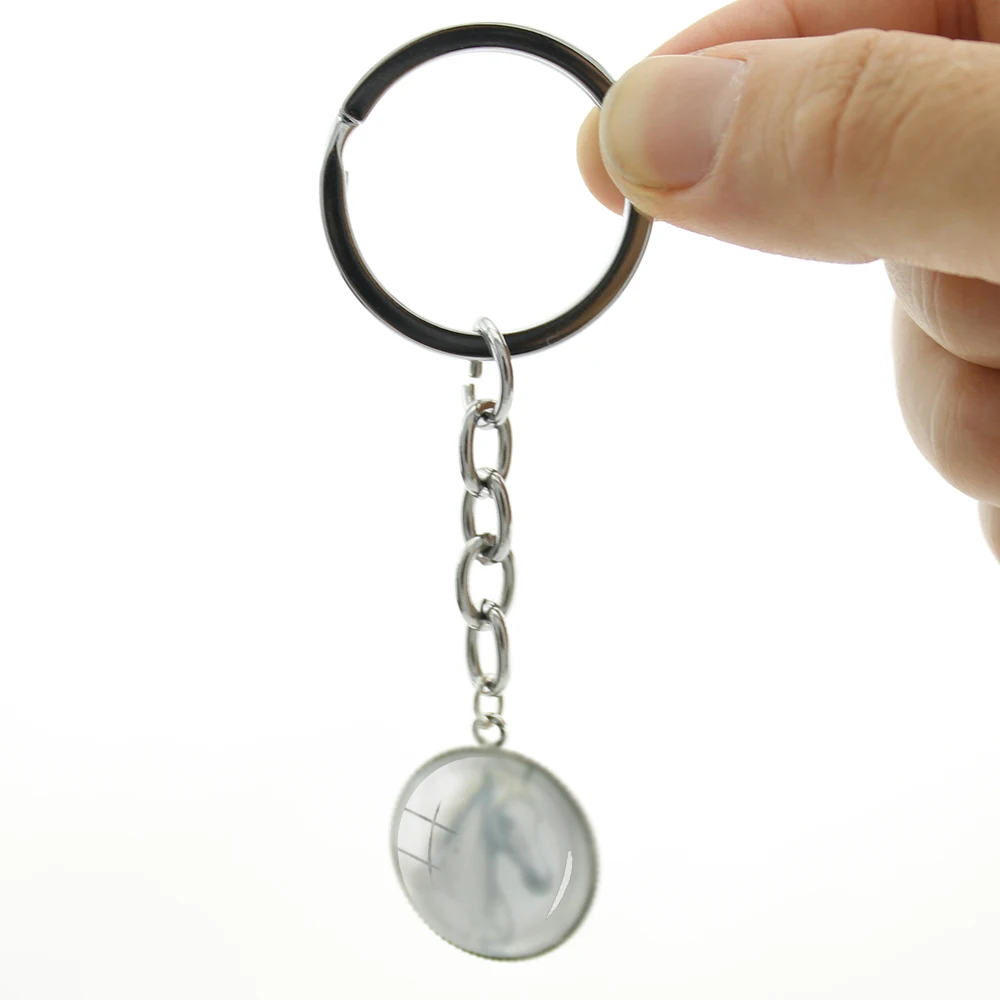 TAFREE naughty Hedgehog Key Chain it play the violin in high heeled shoes Keychain round Glass fashion style metal jewelry H241 | Украшения