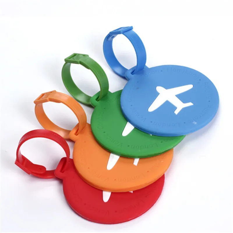 

New Plane Rubber Travel Luggage Tags Baggage Suitcase Bag Labels Name Address Travel Accessories