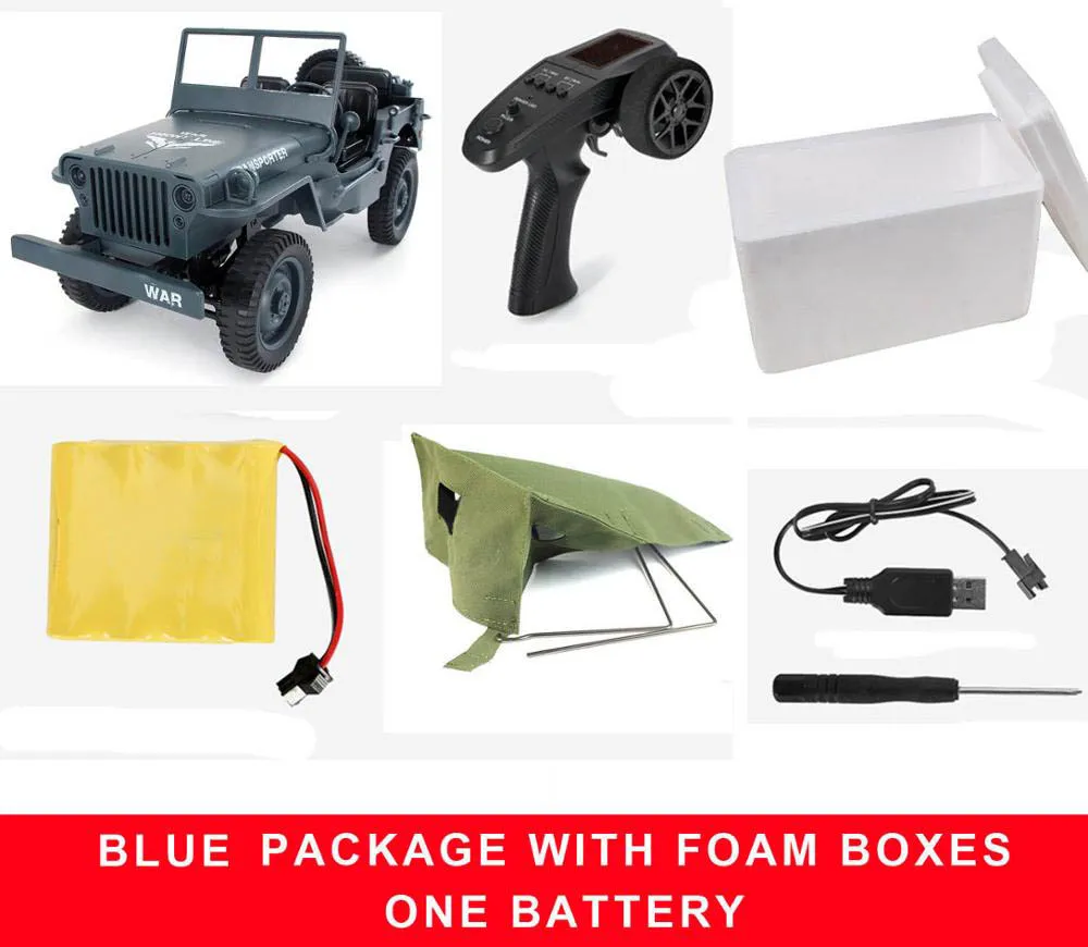 Blue Foam Box Радиоуправляемый грузовик Q65 1:10 2,4G 4WD автомобильный светильник-трансформер с дистанционным управлением джип четыре колеса внедорожные военные альпинистские Машинки Игрушки - Цвет: Blue Foam Box