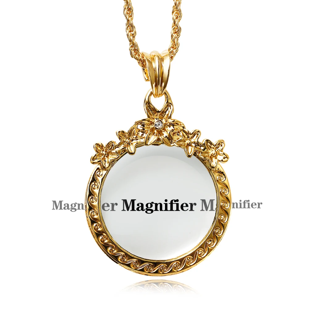 Леди родий Цвет длинное ожерелье с 2X увеличительное glasslong свитер цепи ежедневно