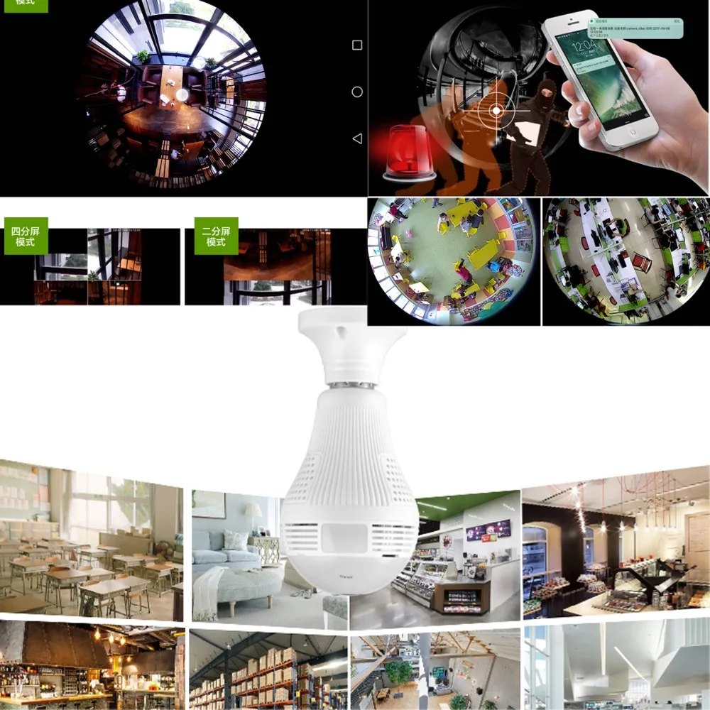 Мегапиксельная панорамная ip камера видеонаблюдения 3mp 1080p hd Cam 360 View Wifi