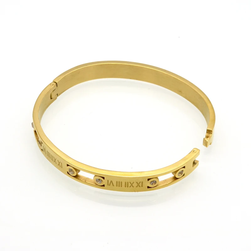Женский браслет с австрийскими кристаллами золотого цвета в римском стиле|bangle
