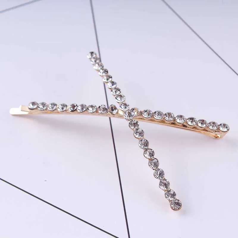 2019 Новая Горячая Распродажа 1PC Буквы Кристалл Розового Золота Серебристый Блестящий Крест Уникальные Ринестоны Заколки Для Волос Аксессуары.