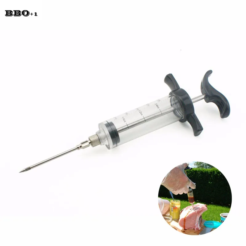 Black Meat Marinade Injector Syringe Flavour BBQ Cooking Poultry Turkey Chicken Beef Accessories | Дом и сад
