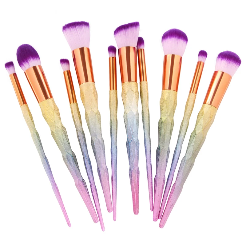 Кисти для макияжа 10 шт набор красочных фантазийных тональных пудра кисть теней
