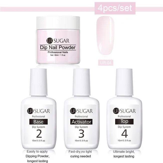 4pcs set 3 Ur Sugar 8 шт./компл. погружения ногтей Блеск порошок Наборы градиент французский гвоздь натуральный Цвет голографическая пигмента сухой без лампы для лечения - Цвет: 4pcs set 3