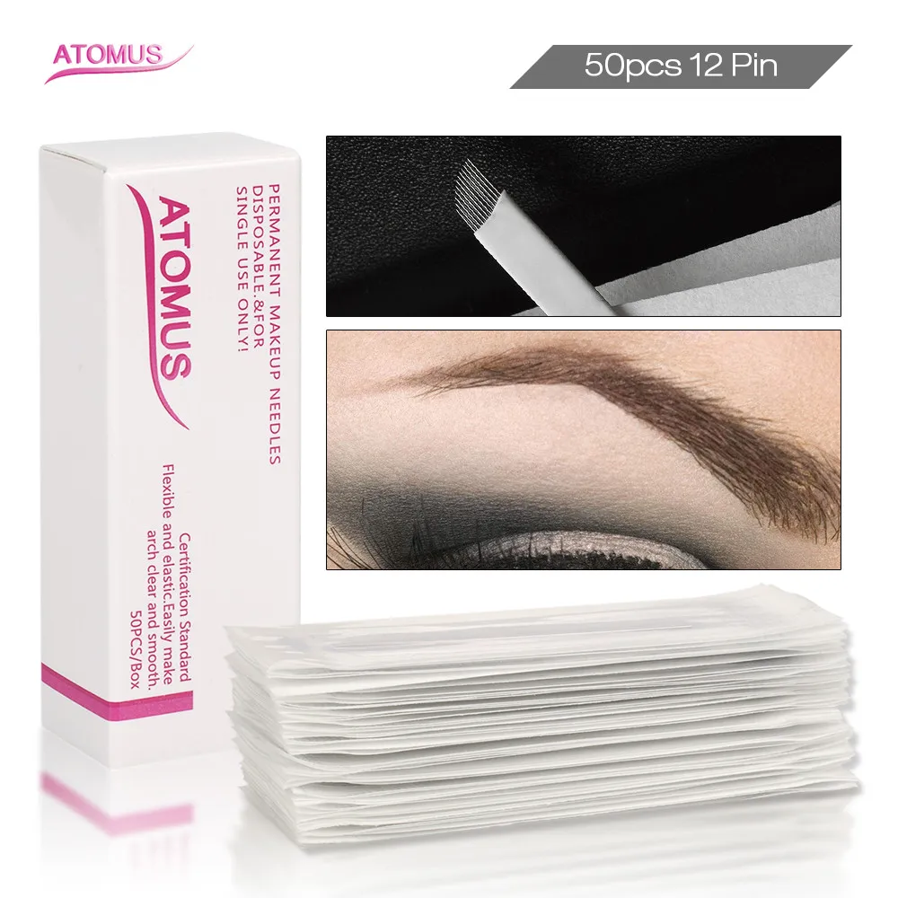 50 шт. микро блэйдинг 12pin Blady Tebore фриволит Naalden Microblading иглы Agujas Laminas Para Tebori Agulhamento