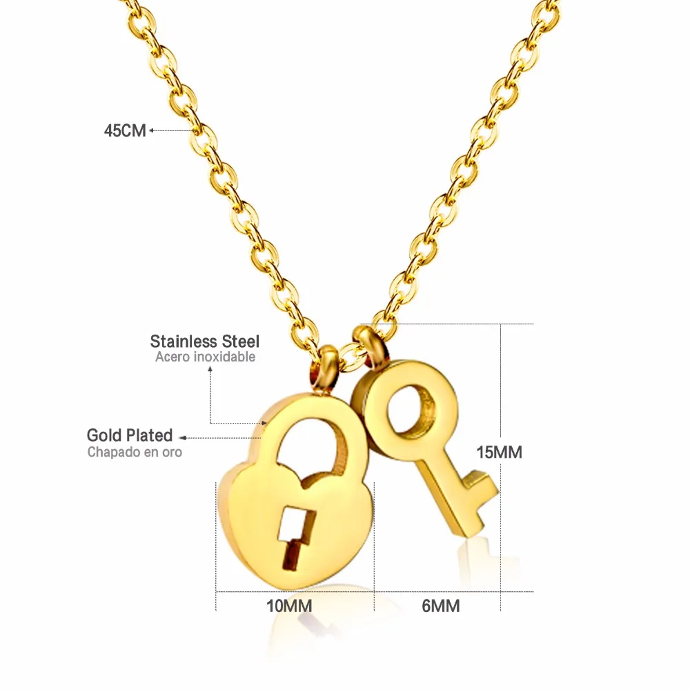 Колье LUXUKISSKIDS из нержавеющей стали золотистое/стальное ожерелье Love key чокер с