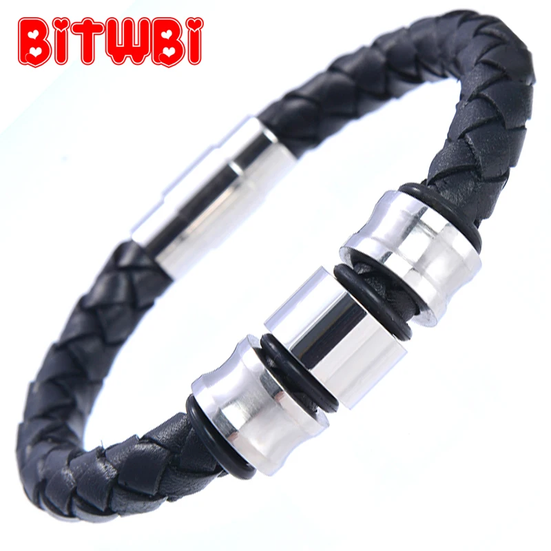 3 бусины из нержавеющей стали кожаный магнитный браслет ювелирные изделия