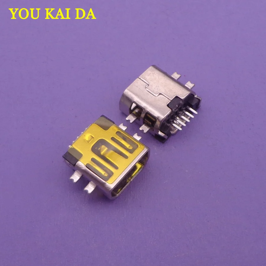 50 шт./лот мини USB разъем тип B Женский зарядный порт 5 контактный micro usb 180 градусов SMD