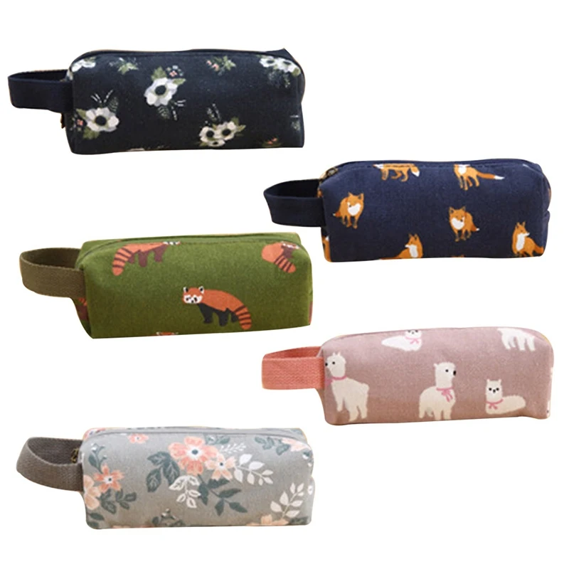 Новинка холщовый чехол для карандашей с изображением цветов Альпака