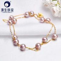 ys 5 5 6mm natural cultured purple fresheater pearl necklace 18k gold chain wedding jewelry