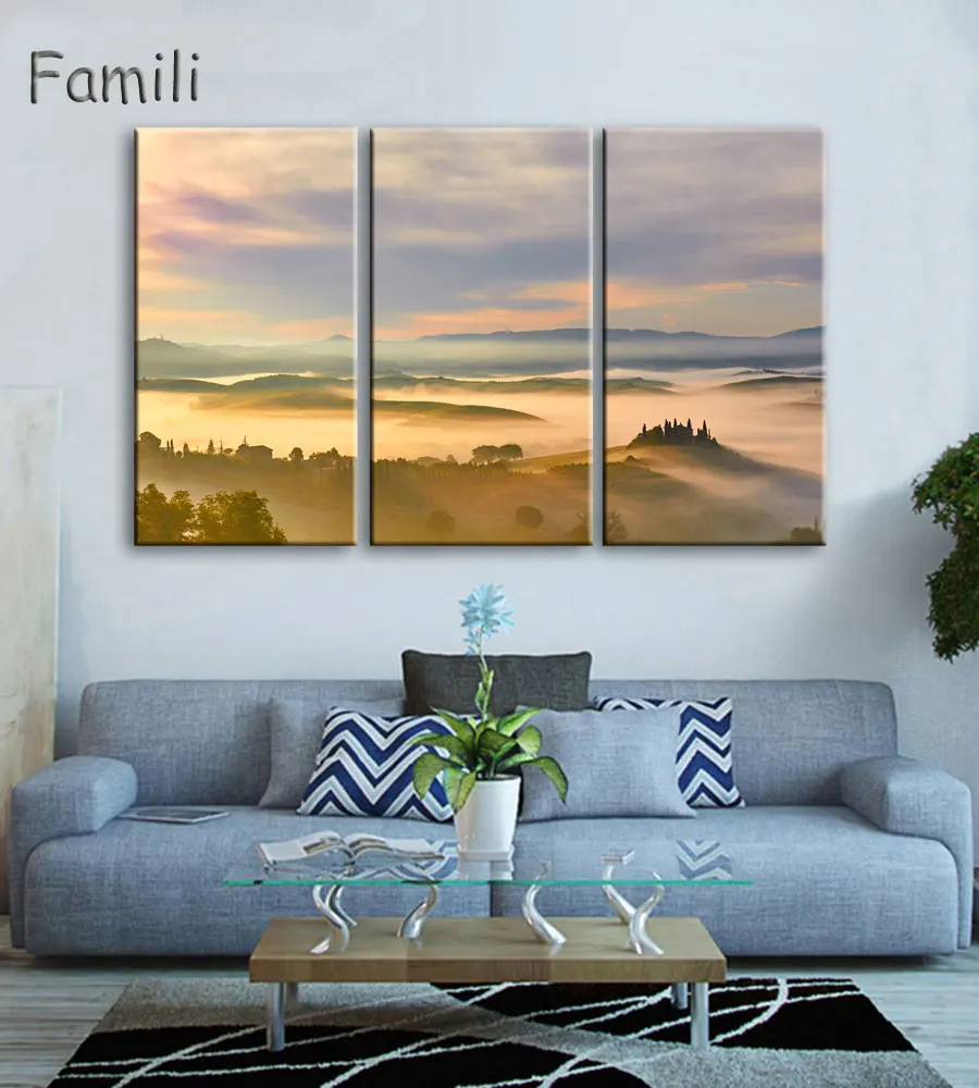 

Hot Unframed Canvas Painting Modern Oil Painting Canvas Pictures Autumn Landscape Wall Pictures for Room Modular Picture 3Pcs