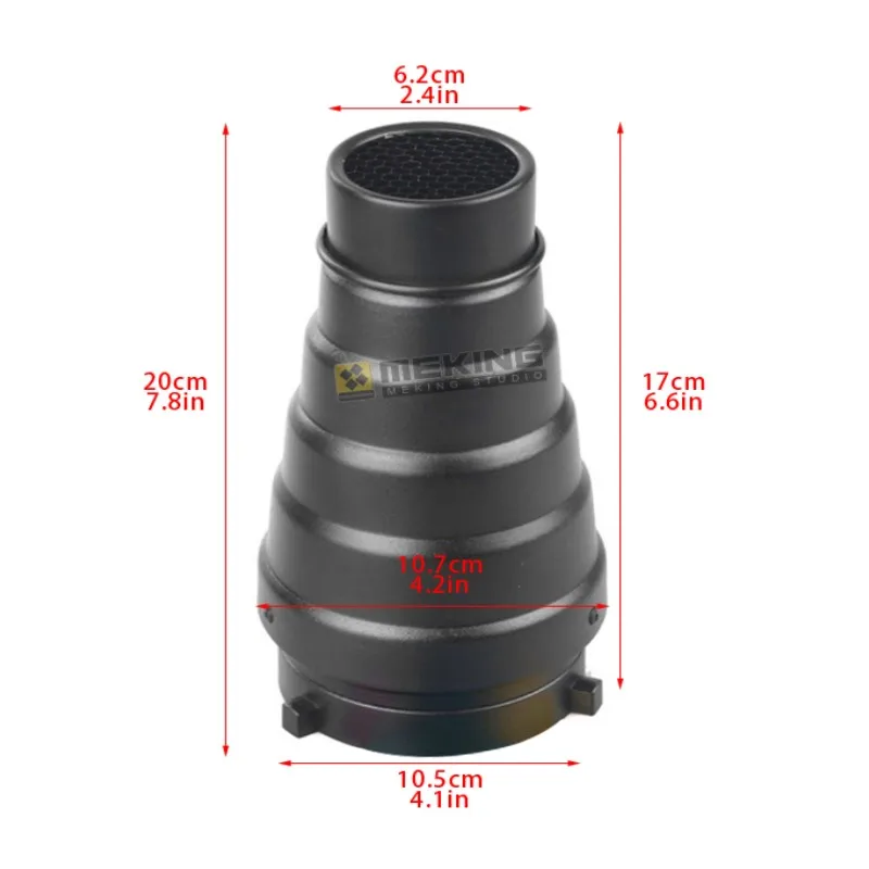 Фотостудийная вспышка MK(S) конический снут для управления светом Bowens Strobe с цветными гелевыми фильтрами красный, желтый, зеленый, синий.