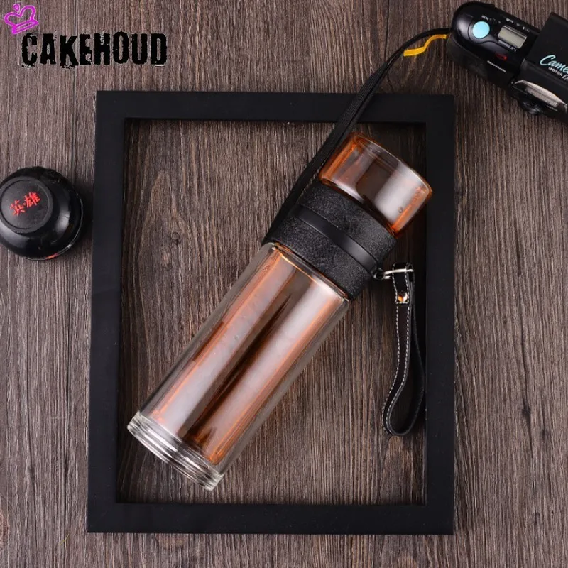450ml Creative Crystal Glass Bottle Double Vacuum Flask Tea Cup with Stainless Steel Filter Winter Sports Water | Дом и сад