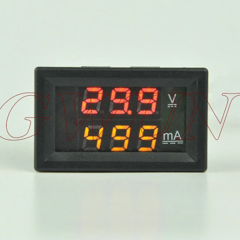 red and yellow GWUNW BY32A 0-100V 0-999mA(1A) цифровой амперметр постоянного тока измеритель тока Вольтметр двойной светодиодный дисплей красный синий зеленый желтый - Цвет: red and yellow