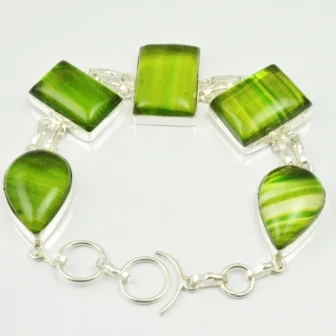

Sun Stone Bracelet Silver Overlay over Copper , 25 cm, B2073