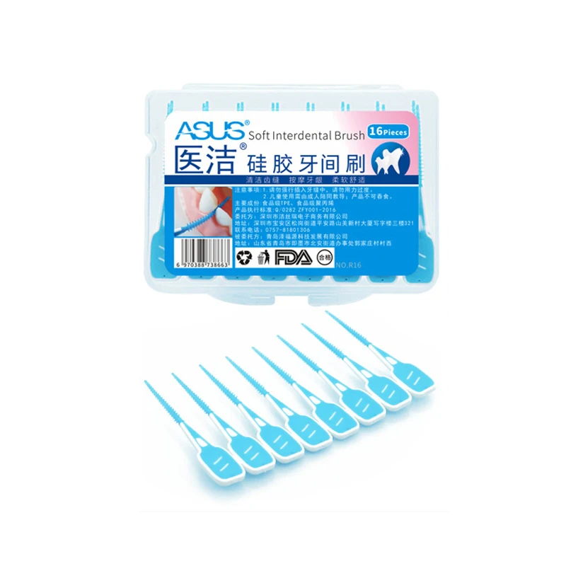 

Adults Interdental Brushes Clean Between Teeth Floss Brushes Toothpick ToothBrush Dental Oral Care Tool PP+TPE 16Pcs/box Soft