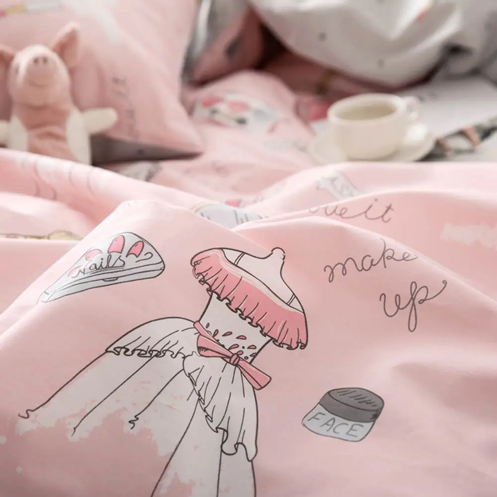Papa& Mima красивое платье с рисунком из мультфильма Стиль Хлопок Королева двойной размер постельных принадлежностей пододеяльник плоский лист наволочки