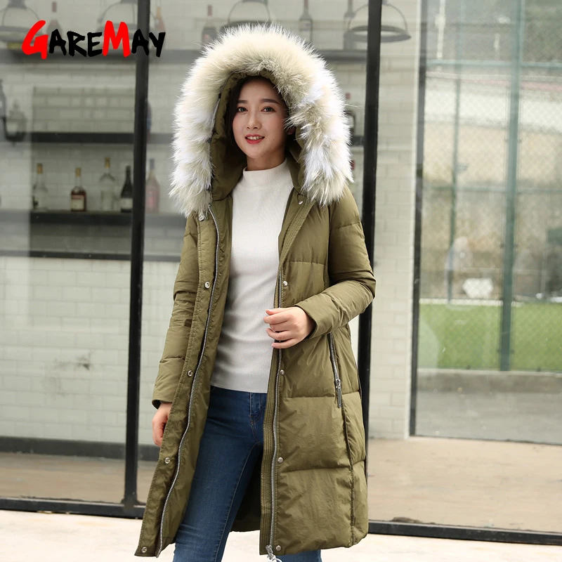 Для женщин пуховик оверсайз 2018 Зимняя мода Белое пуховое пальто женские теплые