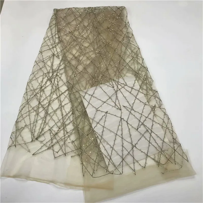 

2019 High Quality African Lace Fabric Gold , Red French Net Embroidery Sequins Tulle Lace Fabric For Nigerian Party white green