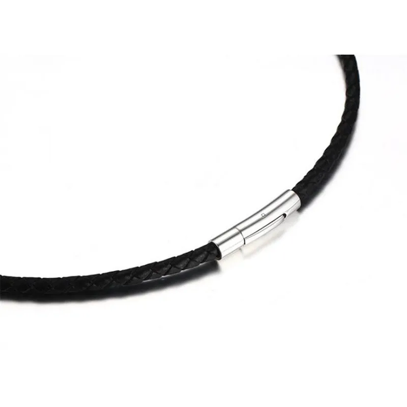Simple short PU leather accessories choker necklace black Woven rope stainless steel magnetic button gift | Украшения и