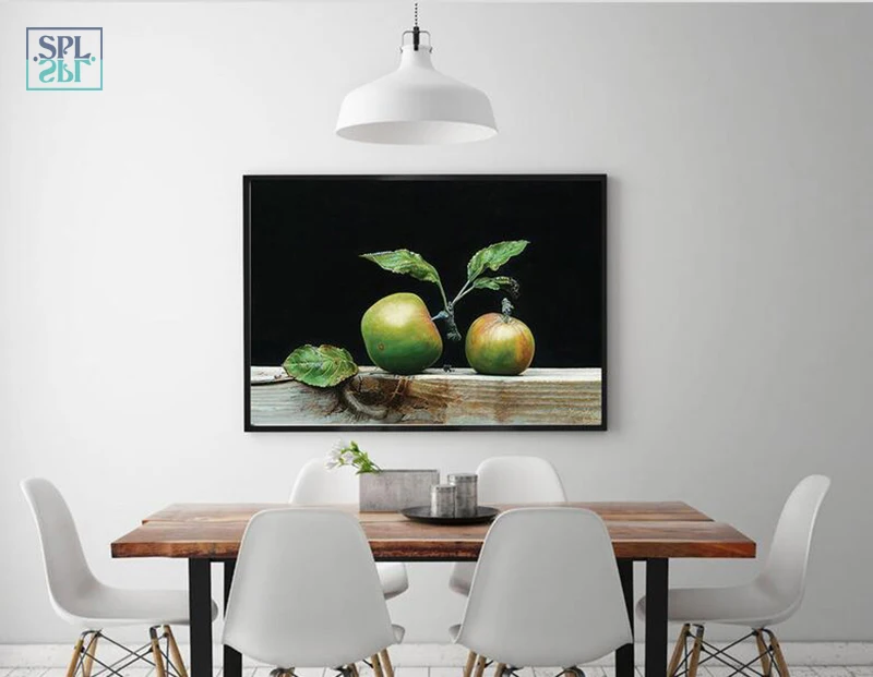 

SPLSPL Unframed Hand Drawn Fruit Picture Green Apple Hd Print Wall Art Canvas Painting Home Decoration for Living Room