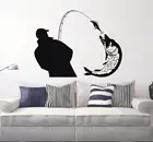 Рыбалка ловить огромную рыбу силуэт настенные наклейки фрески домашняя Гостиная Искусство модный Декор настенный постер Рыбалка наклейка
