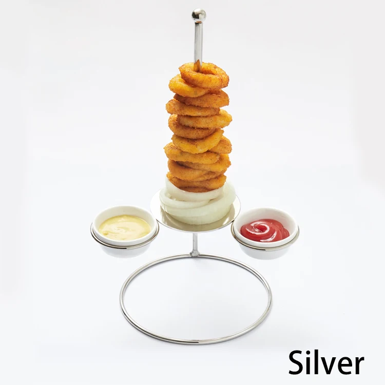1set silver Куриный Стеллаж 1 шт., стеллаж для еды, 2 чашки для соуса, посуда, принадлежности для еды, пончики, ремешки для лука, кирпича, пружинная башня для хлеба - Цвет: 1set silver