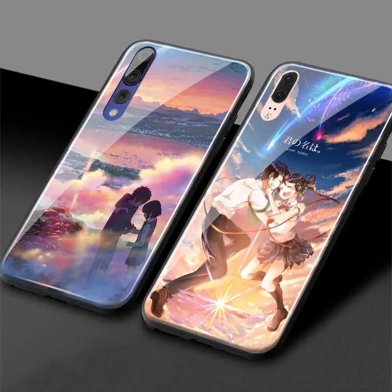 Ваше имя аниме мягкий силиконовый стеклянный чехол для телефона huawei Honor V mate P 9 10 | Отзывы и видеообзор