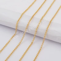 borosa 10pcs wholesale 24inch gold electroplated 1mm thin connector chains adjustable o chain necklace jewelry pj291