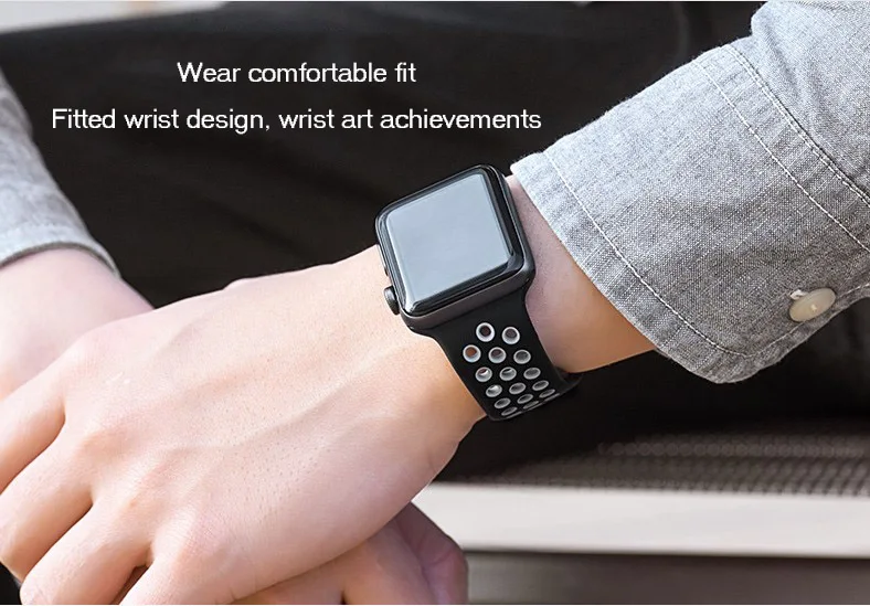Брендовый резиновый ремень для apple watch, легкий светильник, гибкий дышащий силиконовый ремешок для iWatch, спортивный ремешок, официальный цвет