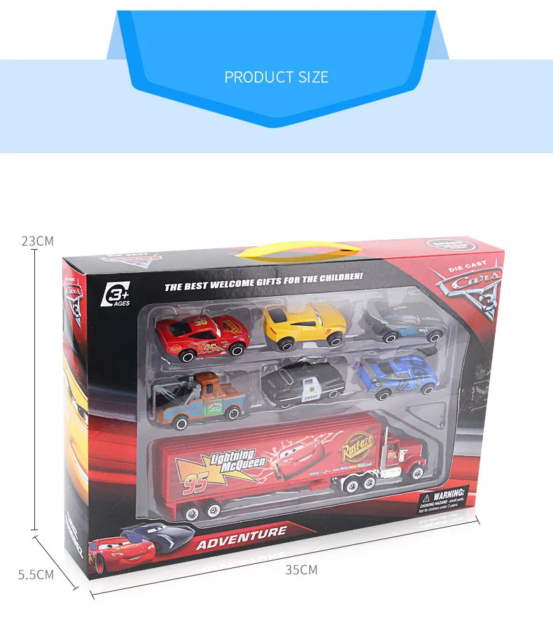 Disney Тачки для детей 3 7 шт./компл. Lightning McQueen Джексон Storm Мак дядя грузовик 1:55 литья