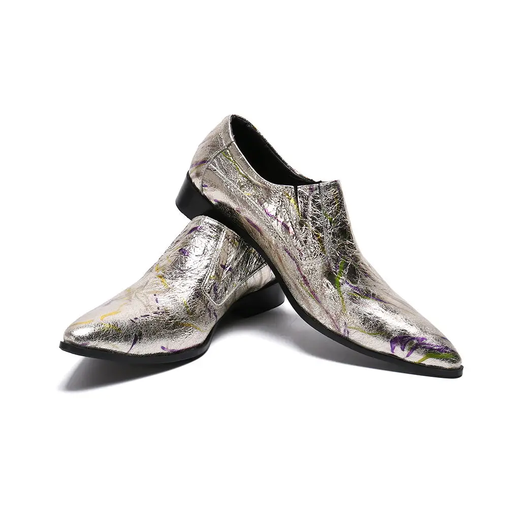 Mocassin homme sapatos натуральная кожа блестящая сталь острый носок формальное платье