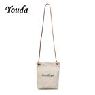 Холщовая Сумка-мешок Youda для женщин, простая сумка на плечо с буквенным принтом в студенческом стиле, миниатюрный тоут, маленькая сумочка