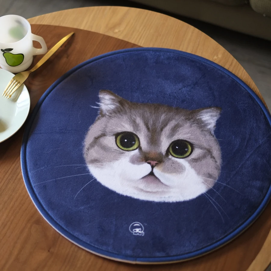 Welcome round floor mats cartoon cushion cute cat face printed carpets soormats for kitchen bathroom living room snti-slip pad | Дом и сад